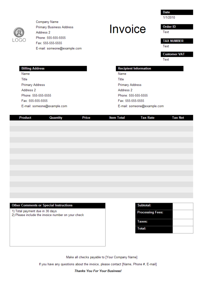 receipt template for mac free